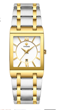 Montre WWOOR rectangle  deux tons or et argent